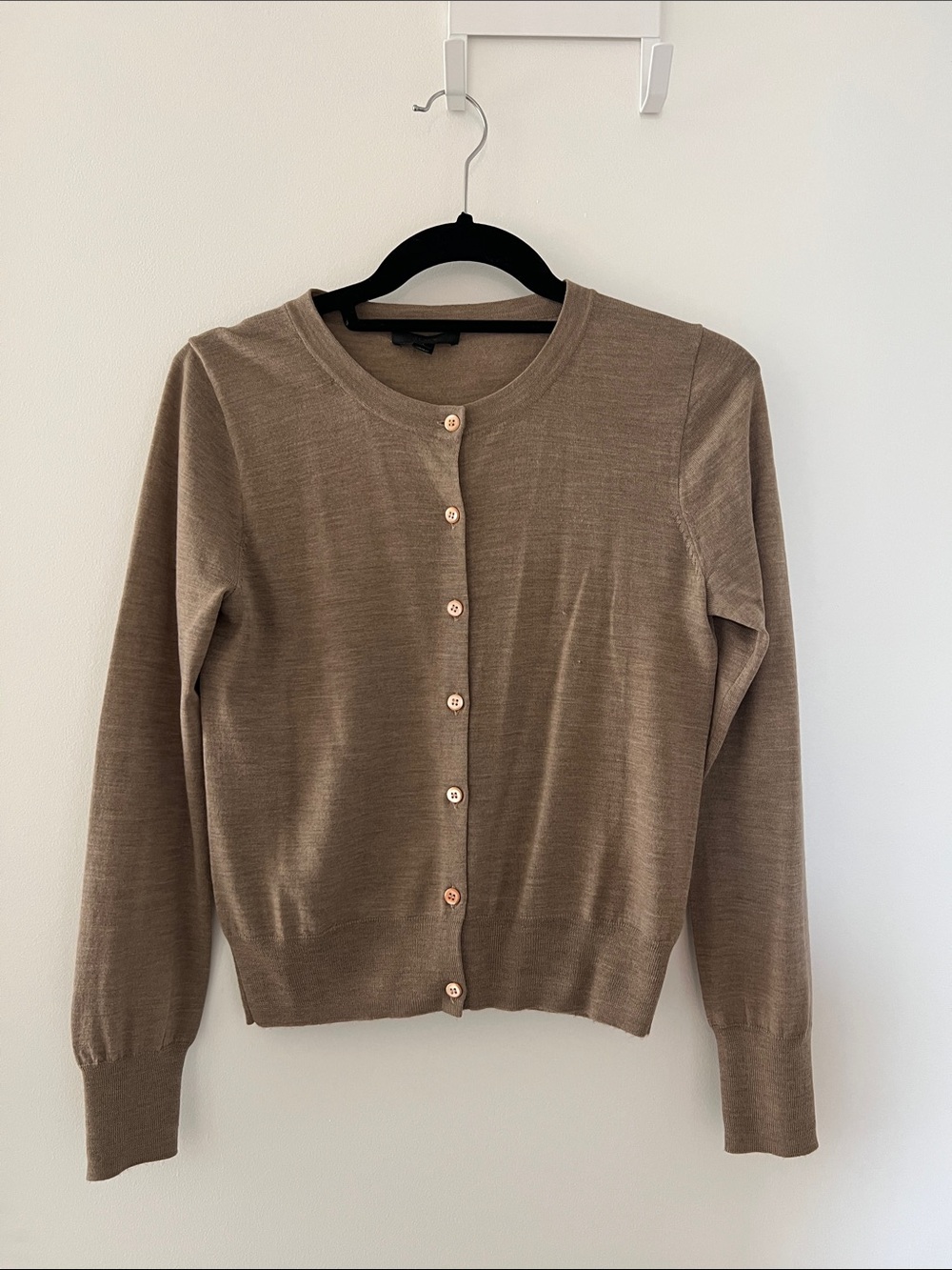 J. Crew Women's Tan Button-Front Cashmere Cardigan Sweater